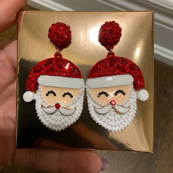 Santa Christmas Large Jewel Statement Earrings Women’s Jewelry BRAND NEW - Picture 2 of 5